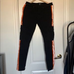 Cargo skinny jeans with reflective strips